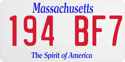 MA license plate 194BF7