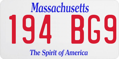 MA license plate 194BG9