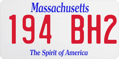 MA license plate 194BH2