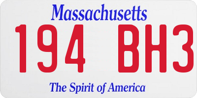 MA license plate 194BH3