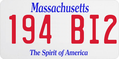 MA license plate 194BI2
