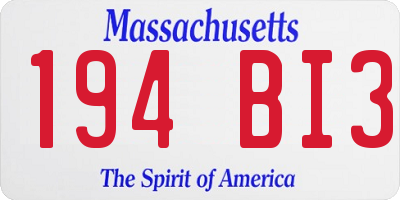 MA license plate 194BI3