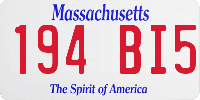 MA license plate 194BI5