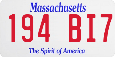 MA license plate 194BI7