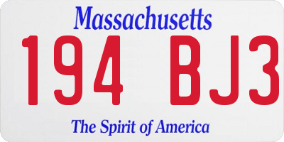 MA license plate 194BJ3