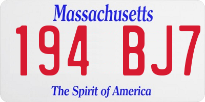 MA license plate 194BJ7