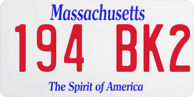 MA license plate 194BK2