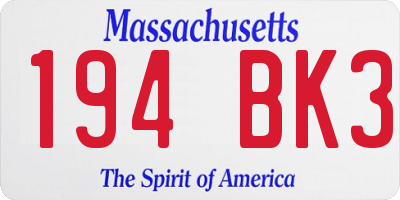 MA license plate 194BK3