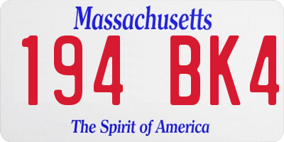 MA license plate 194BK4