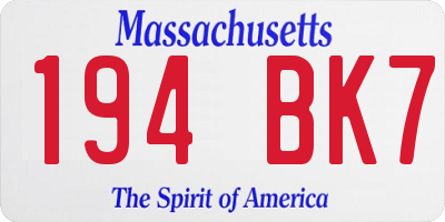 MA license plate 194BK7