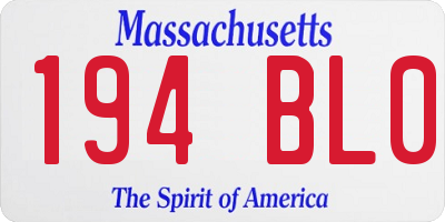 MA license plate 194BL0