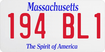 MA license plate 194BL1
