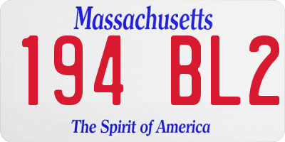 MA license plate 194BL2