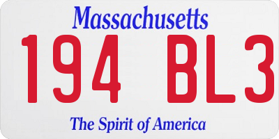 MA license plate 194BL3