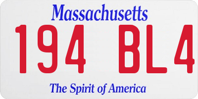 MA license plate 194BL4