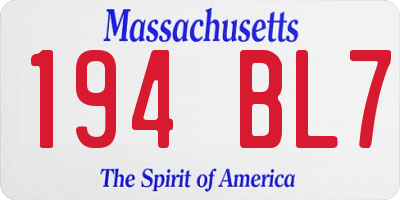 MA license plate 194BL7