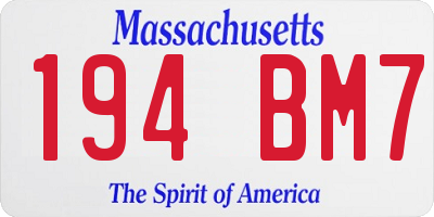 MA license plate 194BM7
