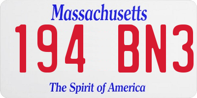 MA license plate 194BN3