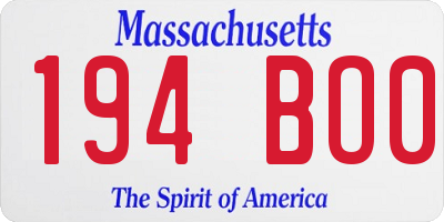 MA license plate 194BO0