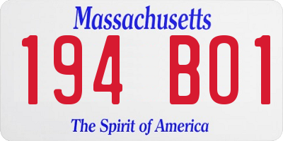 MA license plate 194BO1