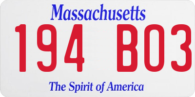 MA license plate 194BO3