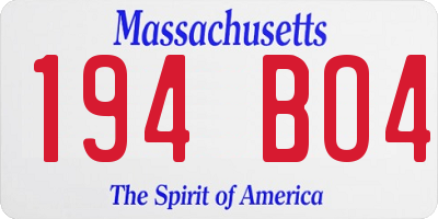 MA license plate 194BO4