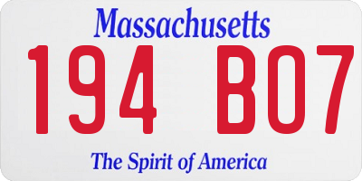 MA license plate 194BO7