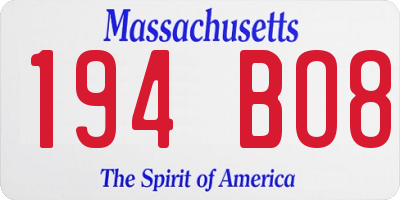 MA license plate 194BO8