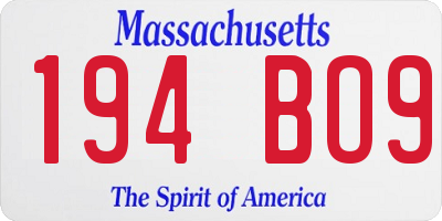 MA license plate 194BO9