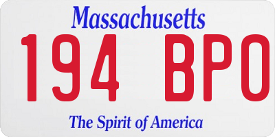 MA license plate 194BP0