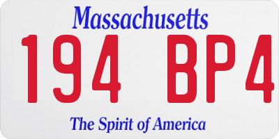 MA license plate 194BP4
