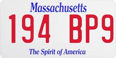 MA license plate 194BP9