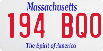 MA license plate 194BQ0