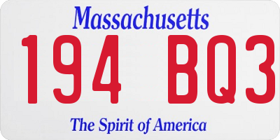 MA license plate 194BQ3