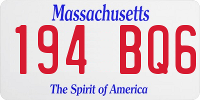 MA license plate 194BQ6