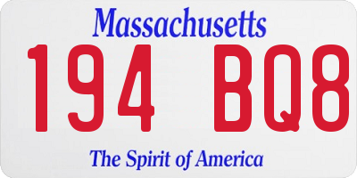 MA license plate 194BQ8