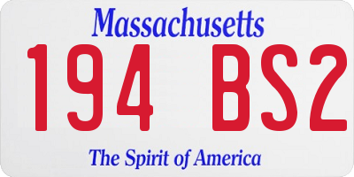 MA license plate 194BS2