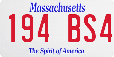 MA license plate 194BS4