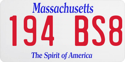 MA license plate 194BS8