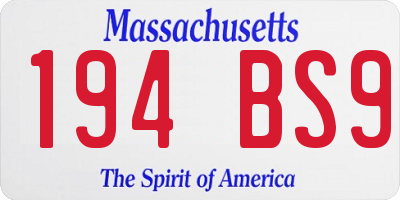 MA license plate 194BS9