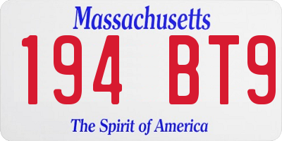 MA license plate 194BT9