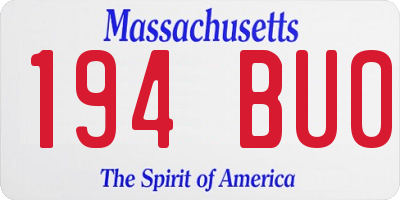 MA license plate 194BU0