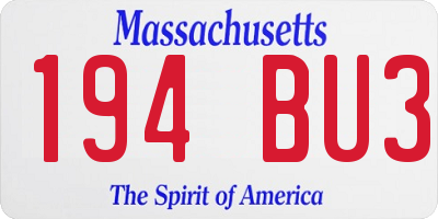 MA license plate 194BU3