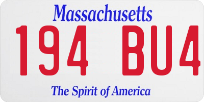 MA license plate 194BU4