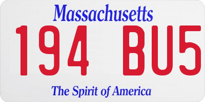 MA license plate 194BU5