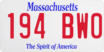 MA license plate 194BW0