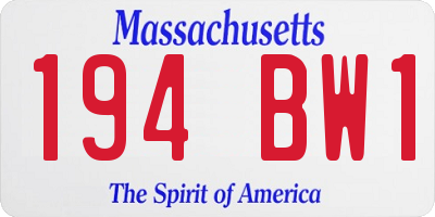 MA license plate 194BW1