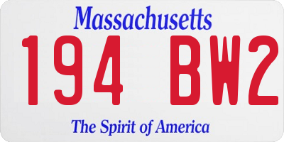MA license plate 194BW2