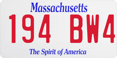 MA license plate 194BW4