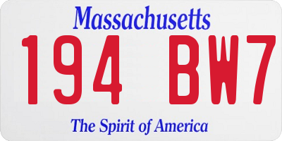MA license plate 194BW7